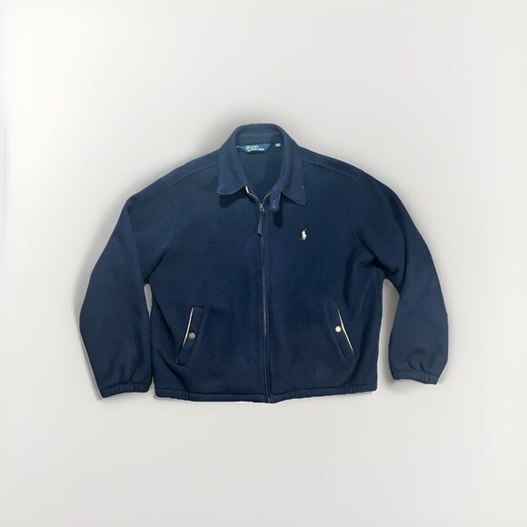 Polo Ralph Lauren Thick Polartec Fleece Jacket XL Vintage Pony Logo Navy Blue